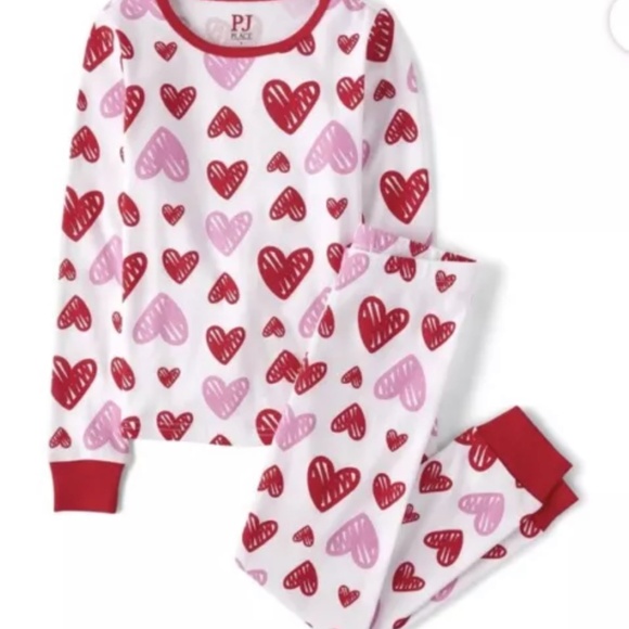 The Children’s Place Girls Asst. Red Hearts Long Sleeve Pajamas Size 6X/7 NEW - Picture 7 of 7